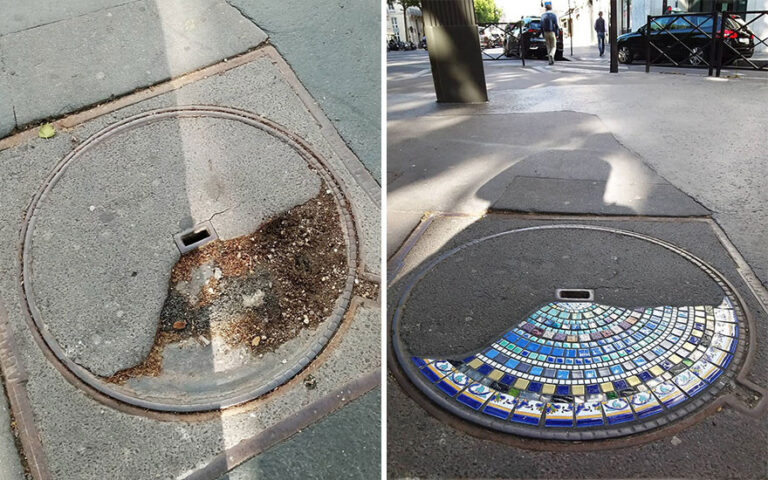 Humble Street Artist Fills Potholes With Colorful Mosaics